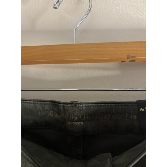 Chico’s So Slimming Girlfriend Slim Leg Ankle Evergreen Denim Jeans Large NEW - Picture 3 of 11